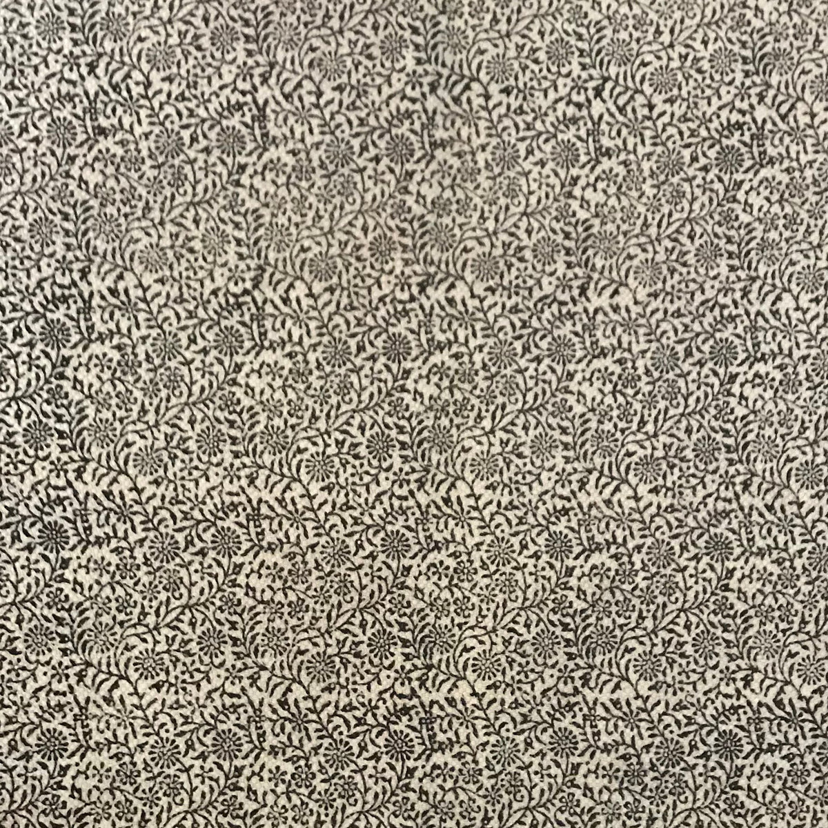 Floral Jaal & Paisley Hand-block Print Rug - White Black