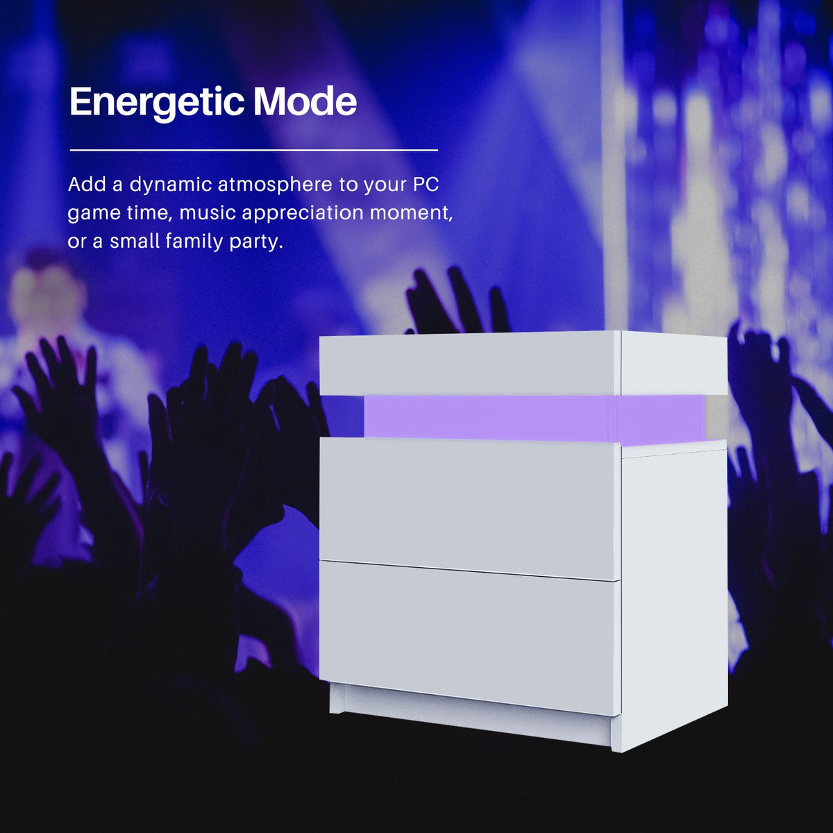 Kumar LED Light Bedside Table [2 Drawers][Nightstand]