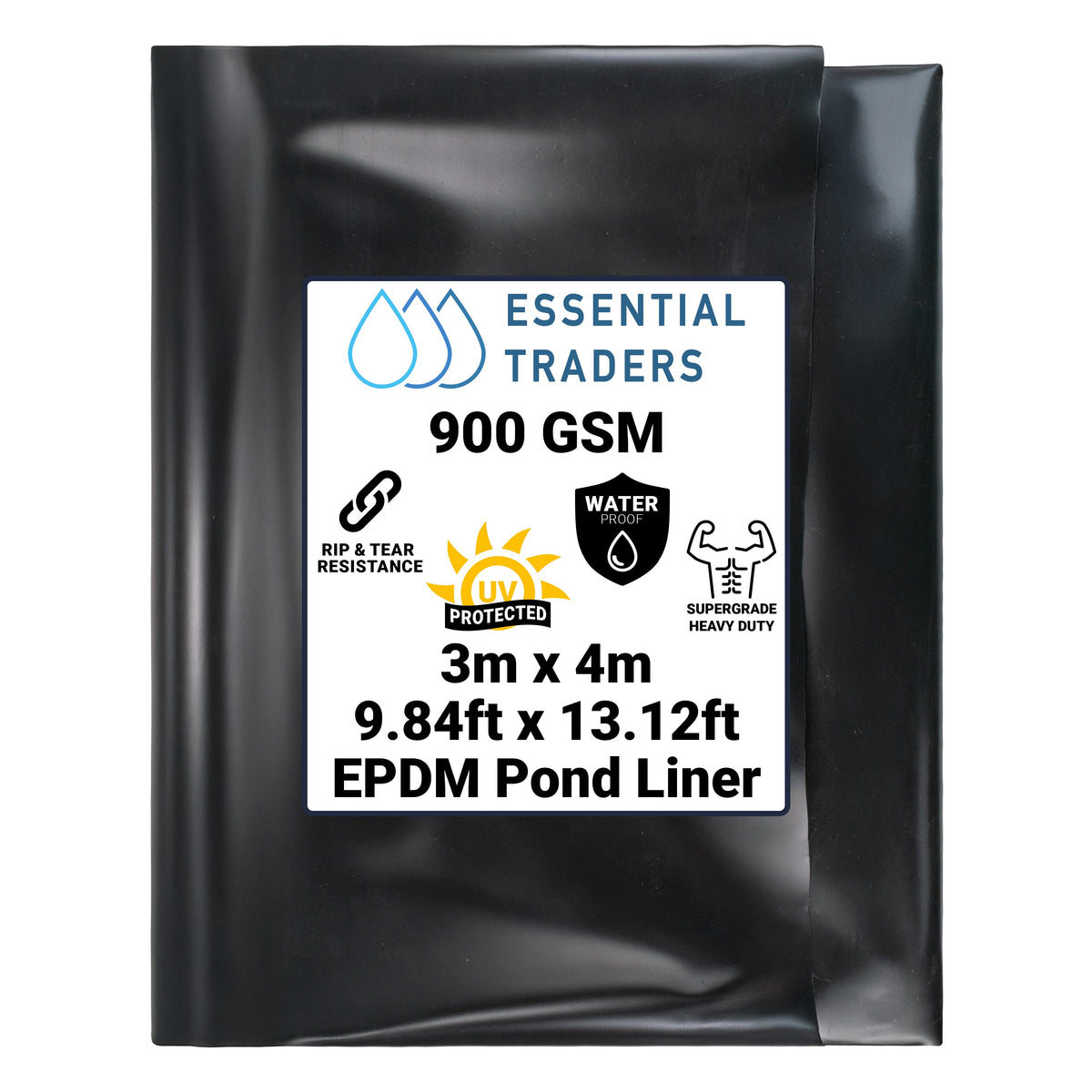 3m x 4m EPDM Rubber Pond Liner, 900 GSM-0
