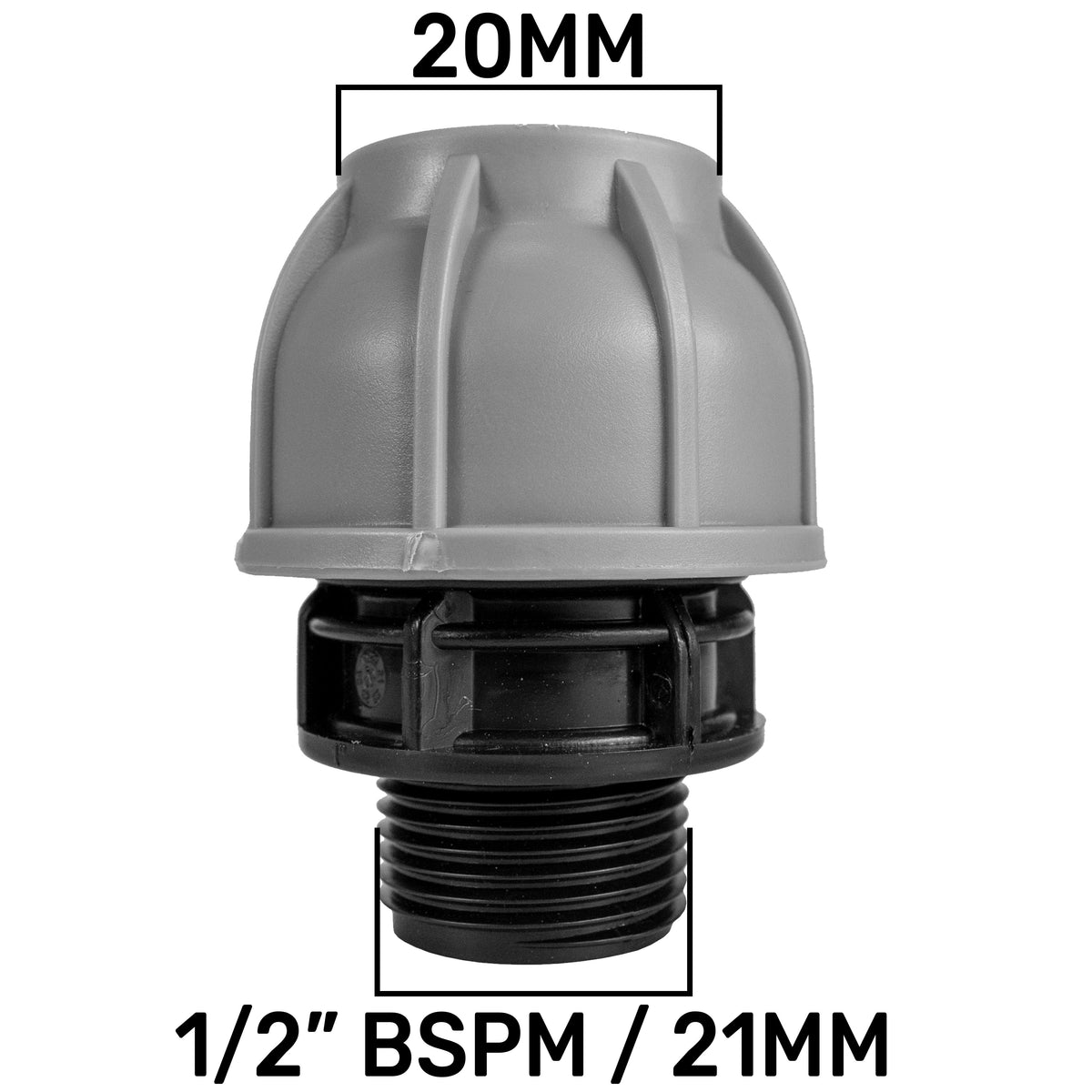 MDPE Straight Connector Coupling, 20mm - 1/2" BSPM-0