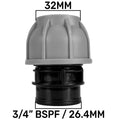 MDPE Straight Connector Coupling, 32mm - 3/4" BSPF-0
