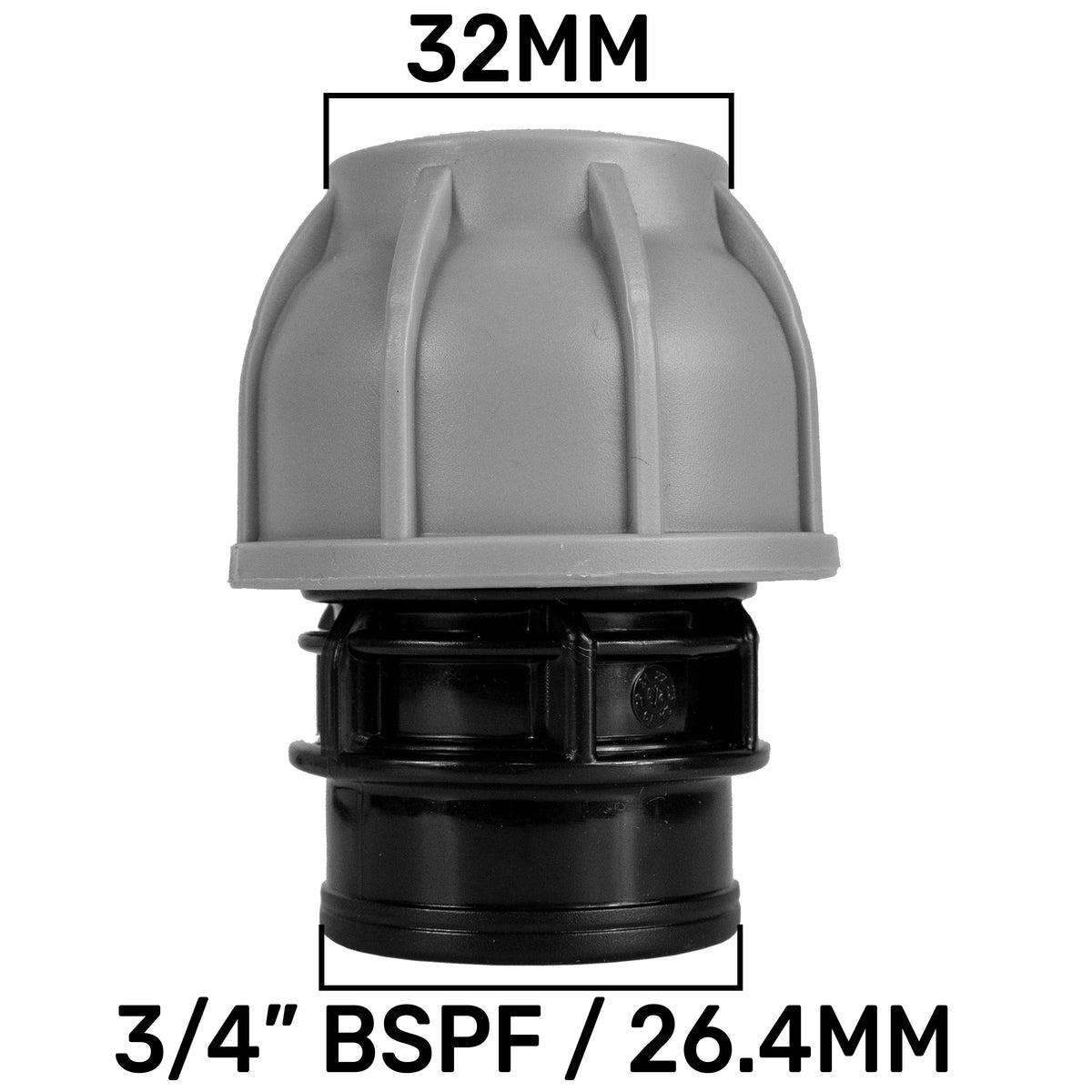 MDPE Straight Connector Coupling, 32mm - 3/4" BSPF-0