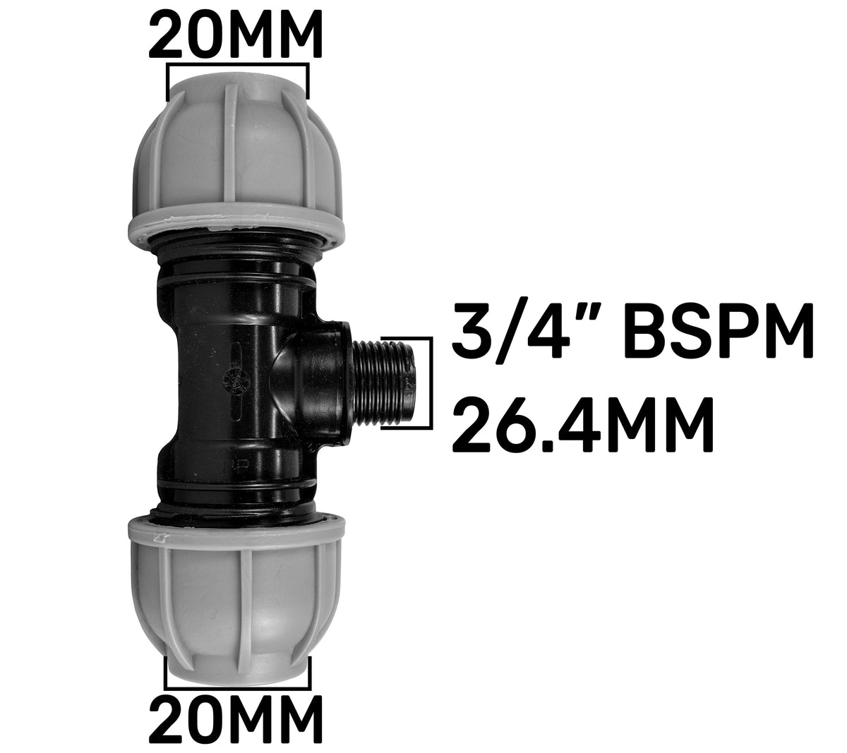 MDPE Tee Splitter, 20mm - 3/4" BSPM-0