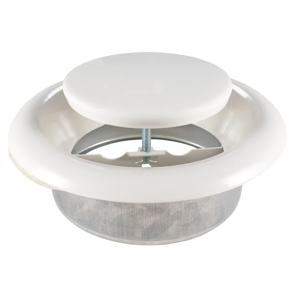 White Metal Anemostat Exhaust Ceiling Valve, 125mm-0