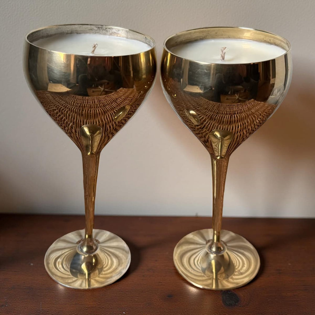 Repurposed Vintage Golden Goblet Candles-4