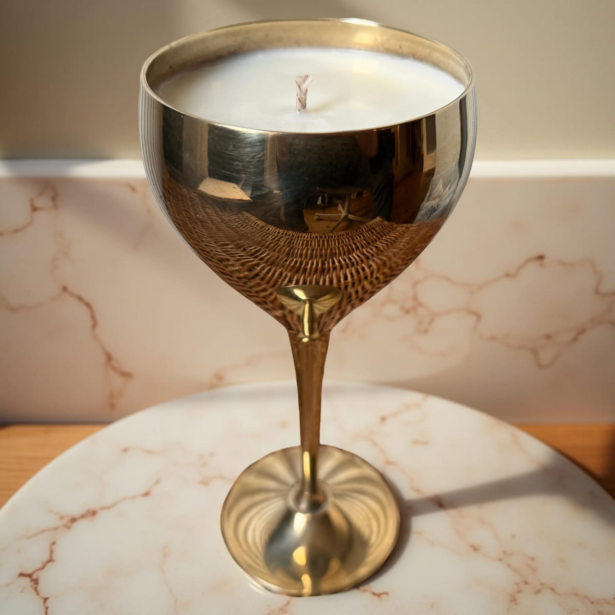 Repurposed Vintage Golden Goblet Candles-0