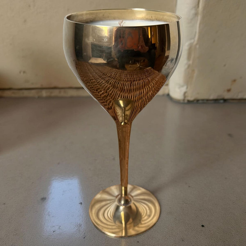 Repurposed Vintage Golden Goblet Candles-2