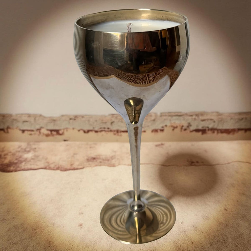 Repurposed Vintage Golden Goblet Candles-3